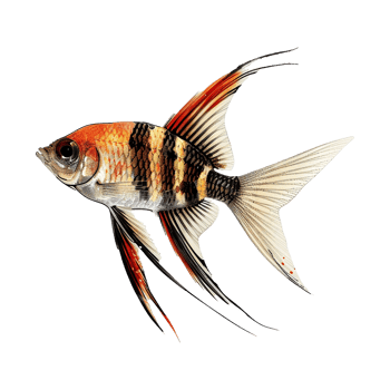 Stunning Illustration of a Red and Black Freshwater Fish with Long Flowing Fins png