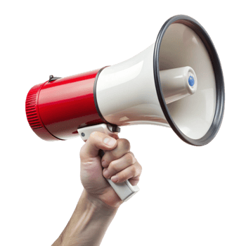 A hand holding a red megaphone png
