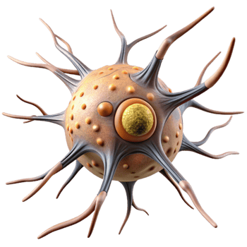 serene contemporary Neuron Cell Body Microscopic Detail Transparent Background professional png