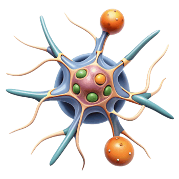 extraordinary modern Neuron Cell Diagram Transparent Background with Detailed Structure and Labels detailed png