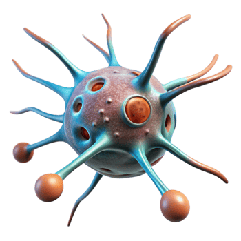 vibrant traditional Neuron Cell Illustration Transparent Background with Microscopic Detail exclusive png