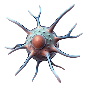 vibrant rustic Neuron Cell Illustration Transparent Background with Microscopic Detail premium png