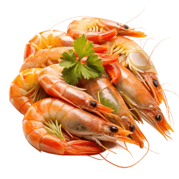 Delicious Cooked Shrimp Platter with Fresh Parsley Garnish A Culinary Delight png