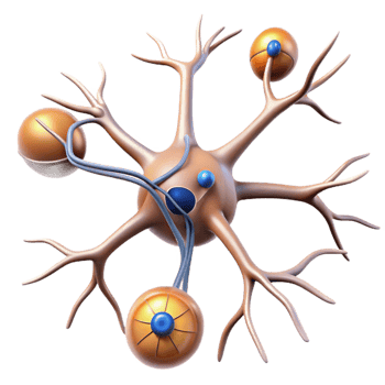 vibrant rustic Neuron Structure Diagram Transparent Background with Microscopic Detail and Labels exclusive png
