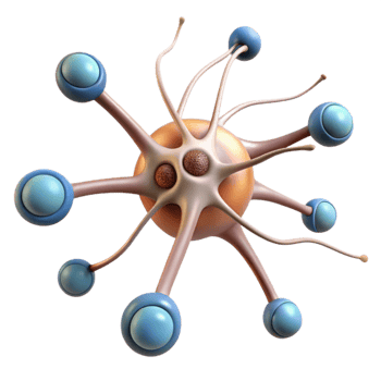 serene artistic Neuron Structure Diagram Transparent Background with Microscopic Detail and Labels authentic png
