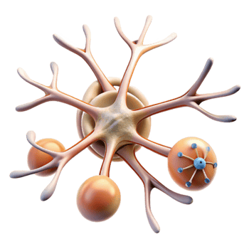 stunning modern Neuron Structure Diagram Transparent Background with Microscopic Detail and Labels original png