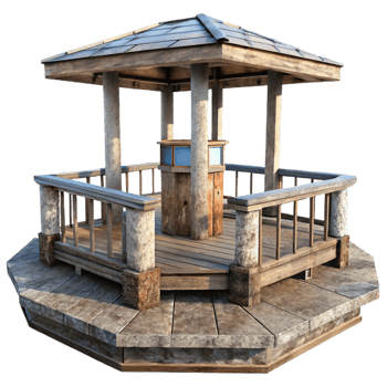 wonderful rustic Observation Deck Isolated with Panoramic View detailed png
