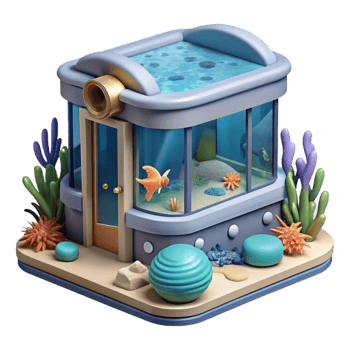 vibrant modern Ocean City Aquarium with Marine Life Isolated Element high resolution png