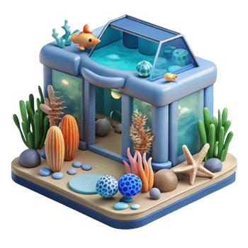 impressive modern Ocean City Aquarium with Marine Life Isolated Element exclusive png