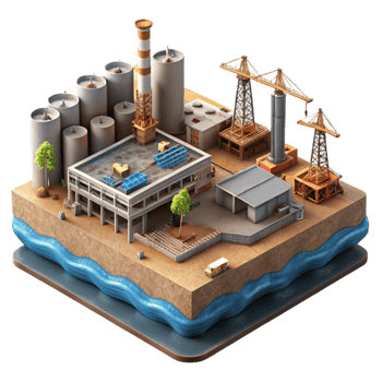 impressive creative Ocean City Industrial Zone with Cranes Cutout professional png