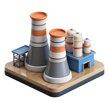 beautiful contemporary Ocean City Power Plant with Cooling Towers Cutout high quality png