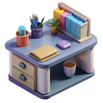 magnificent minimalist Office Desk with Stationery Supplies Isolated professional png