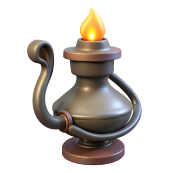stunning artistic Oil Lamp with Flickering Flame Cutout authentic png