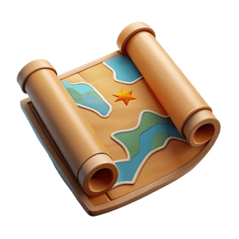 elegant traditional Old Map Rolled Up Cutout detailed png