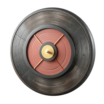 serene rustic Old Records Wall Clock Cutout Element exclusive png