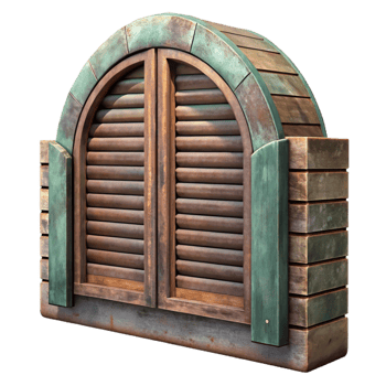 serene minimalist Old Shutters Headboard Cutout with Rustic Finish high quality png