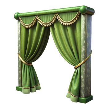 impressive minimalist Olive Green Velvet Curtain Embroidered Detail Transparent Background high resolution png