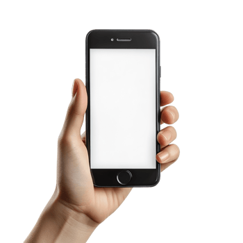 Hand holding a blank phone isolated on a transparent background png