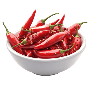 Bowl of Red Chili Peppers - Transparent Background png