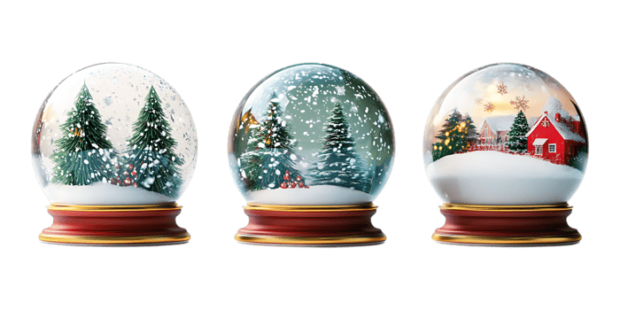 Winter Snow Globes in Multiple Styles for Christmas Illustrations png