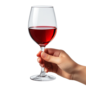 Hand holding a glass of red wine isolated on transparent background png