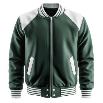 Green and white College Jacket isolated on transparent background png