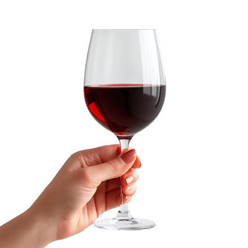 Hand holding glass of red wine isolated on a transparent background png