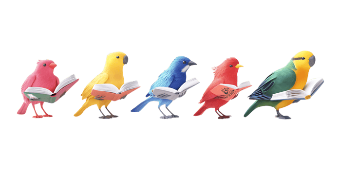 Collection of Realistic 3D Birds Reading for Learning Illustrations on Transparent Background png