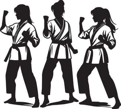 Karate girl silhouette illustration vector