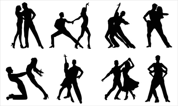 silhouettes set of Dancing couple vector