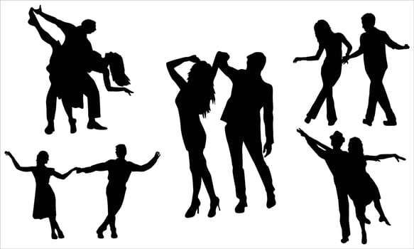 Ballroom Party Dance Couple Silhouettes vector