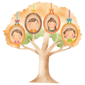 national love a tree concept. Family tree illustration with portraits hanging from branches. png