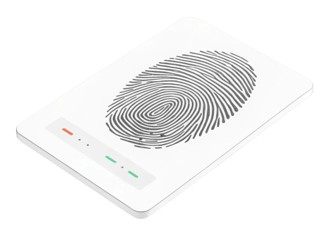 Digital fingerprint scanner with sleek design and LED indicators png
