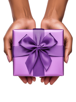A purple-wrapped gift box tied with a ribbon png