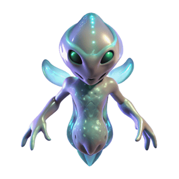 wonderful minimalist A crystalline alien creature floating in space, emitting a soft glow, ethereal and dreamlike lighting, abstract art style genuine png