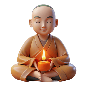 extraordinary abstract Portrait of a serene monk in meditation, lit by soft candlelight, spiritual art style genuine png
