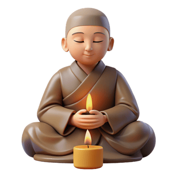 vibrant minimalist Portrait of a serene monk in meditation, lit by soft candlelight, spiritual art style exclusive png
