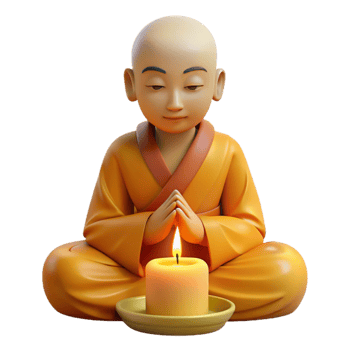 extraordinary artistic Portrait of a serene monk in meditation, lit by soft candlelight, spiritual art style high quality png