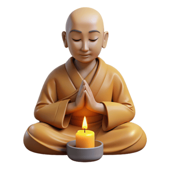 beautiful rustic Portrait of a serene monk in meditation, lit by soft candlelight, spiritual art style high resolution png