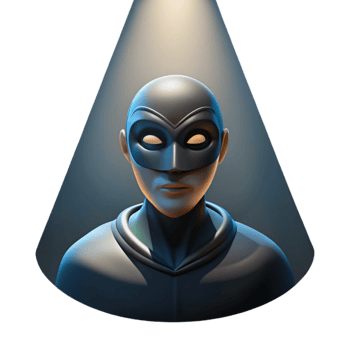impressive traditional Portrait of a mysterious masked figure, lit by dramatic spotlight, surreal art style authentic png