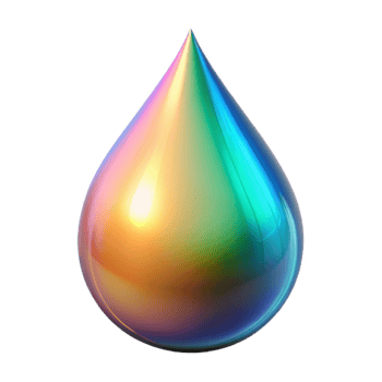 vibrant contemporary A single, luminous tear-shaped drop, refracting light into a spectrum of colors, with a hyperrealistic rendering style professional png