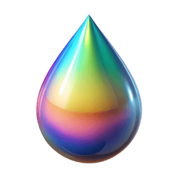 elegant modern A single, luminous tear-shaped drop, refracting light into a spectrum of colors, with a hyperrealistic rendering style detailed png