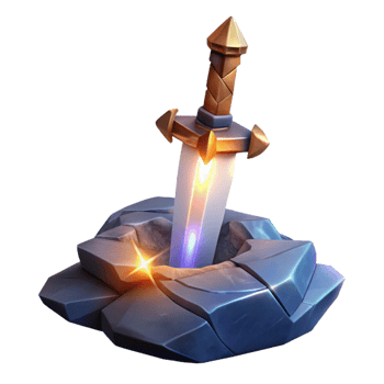 magnificent creative A magical sword embedded in a stone, glowing with an inner light, dramatic lighting, fantasy art style genuine png