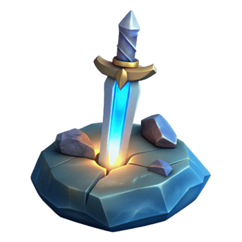 dramatic rustic A magical sword embedded in a stone, glowing with an inner light, dramatic lighting, fantasy art style genuine png