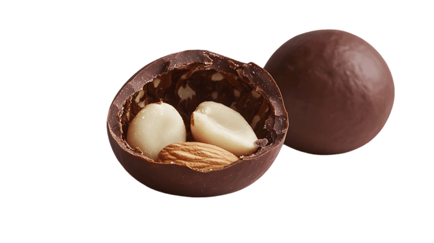 Dark Chocolate Sphere Filled With Nuts png