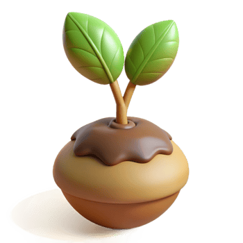 beautiful traditional A sprouting acorn with a tiny oak tree emerging, soft earth tones, gentle lighting, hopeful and symbolic style 4K png
