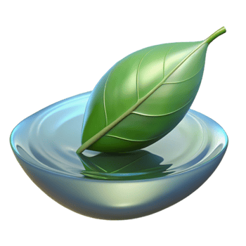 serene abstract A single leaf floating on water, reflective surface, serene and peaceful, minimalist style authentic png