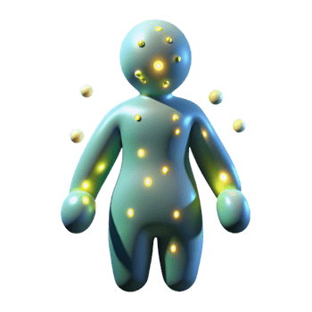vibrant traditional A swarm of fireflies forming a human figure, in a bioluminescent art style, high quality png