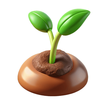 wonderful creative A sprouting seed, pushing through the soil, close-up, warm lighting, lifelike detail premium png