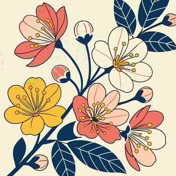 An illustration of flowers on a branch vector